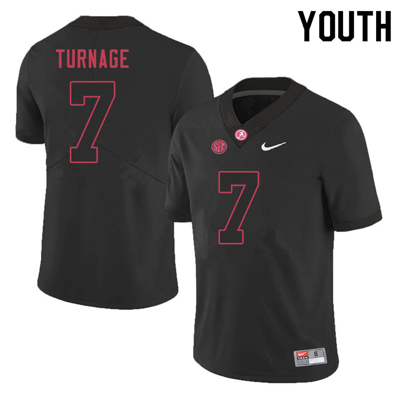 Youth #7 Brandon Turnage Alabama Crimson Tide College Football Jerseys Sale-Black